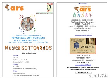 Scuola di Musica ARS, Seminario MUSICA SOTTOSOPRA