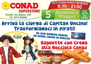 Da Conad Superstore domenica 5 Maggio con la ciurma di Capitan Uncino!