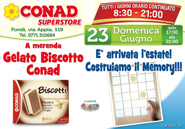 Da Conad Superstore domenica 23 Giugno merenda gelato e giochi in compagnia!