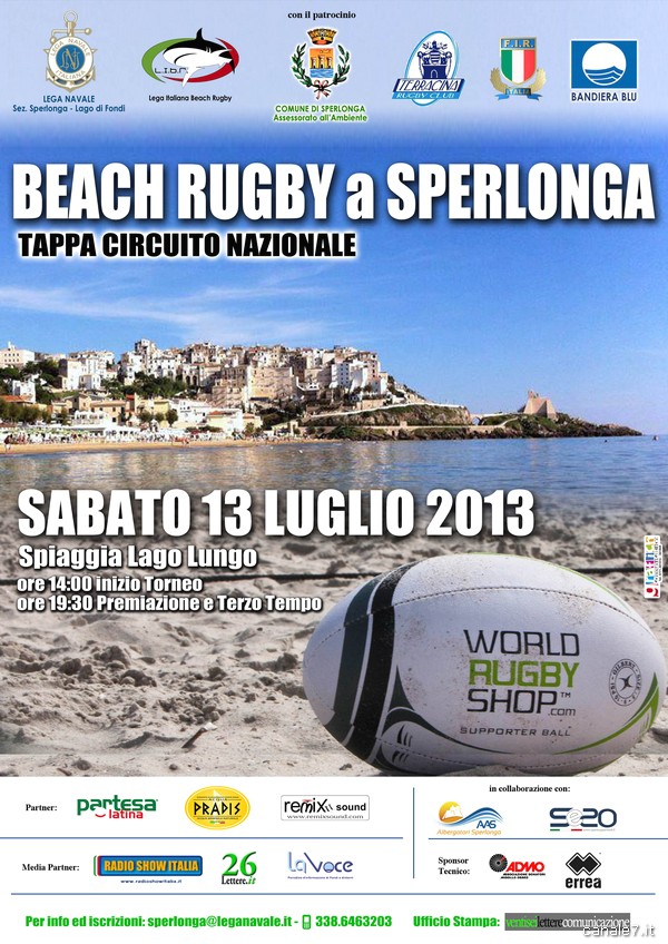 Sperlonga, per il secondo anno consecutivo tappa  del campionato italiano di Beach Rugby (sabato 13 luglio 2013)