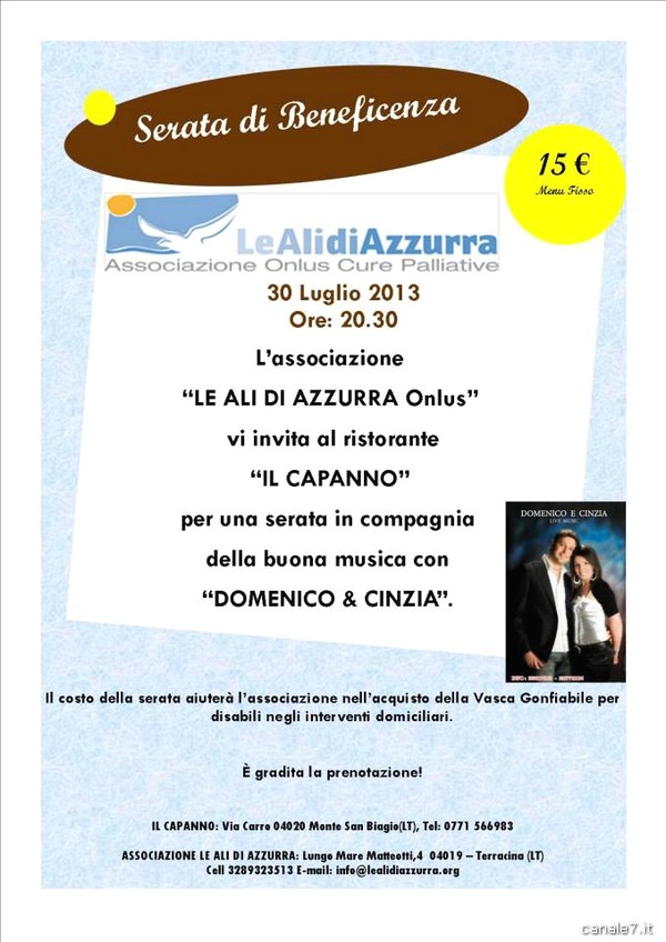 Locandina serata di beneficenza pro disabili le ali di Azzurra_comp