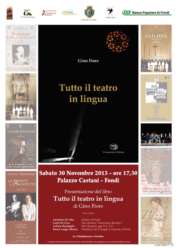Sabato 30 Novembre si presenta il libro di Gino Fiore “Tutto il teatro in lingua”