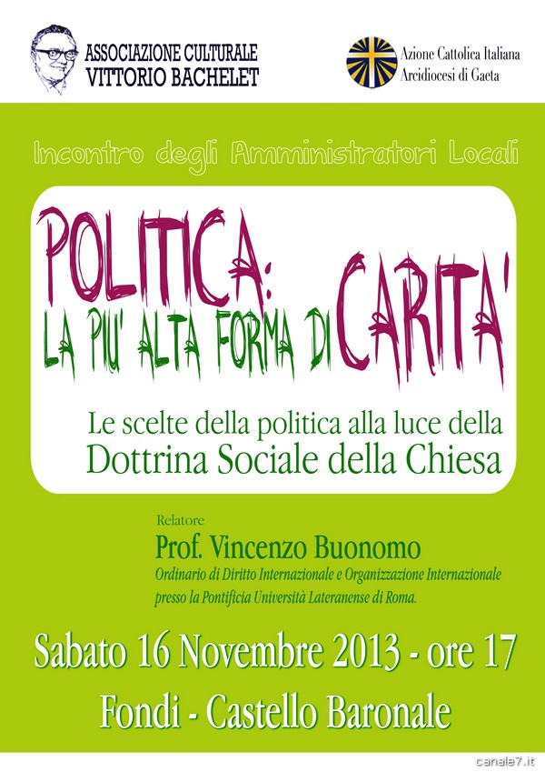 A Fondi il primo incontro degli amministratori locali promosso dall’Associazione culturale “V. Bachelet” e dall’Azione Cattolica Diocesana