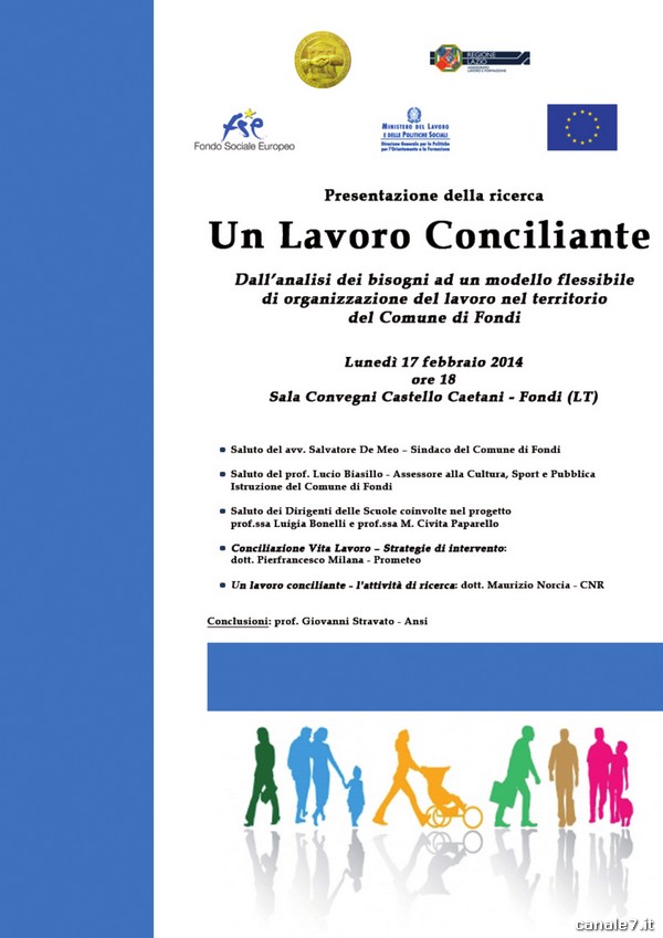 Presentazione ricerca “Un Lavoro Conciliante”: Lunedì 17 Febbraio 2014, ore 18.00 – Sala convegni Castello Caetani