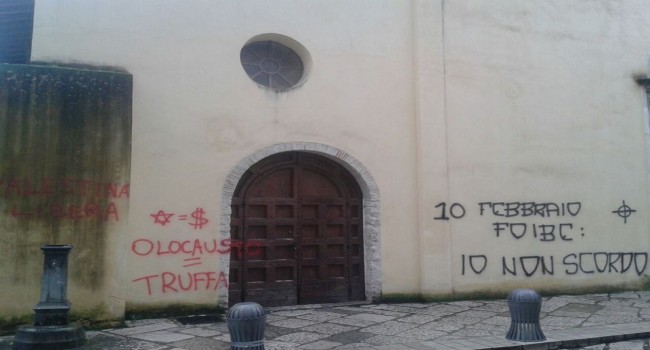 FONDI, Scritte antisemite sulla facciata dell’Auditorium