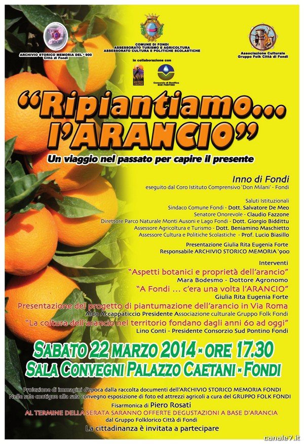 “Ripiantiamo l’Arancio”: Sabato 22 Marzo 2014, ore 17.30 – Sala Conferenze di Palazzo Caetani