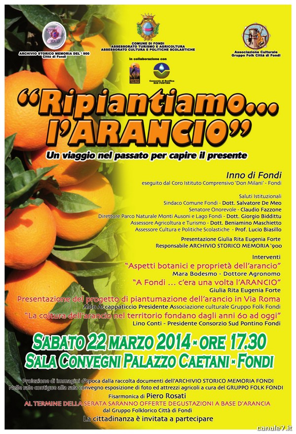 “RIPIANTIAMO L’ARANCIO”, Un viaggio nel passato per capire il presente. Sabato a Palazzo Caetani