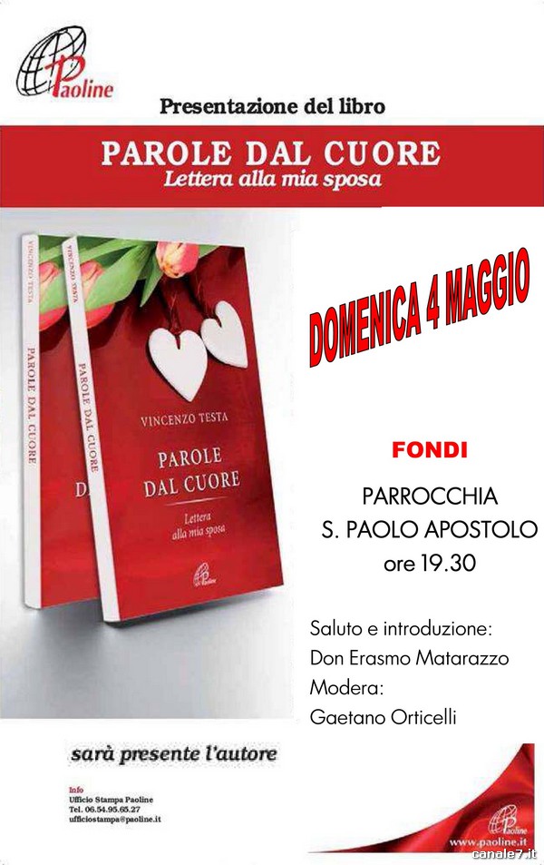 Locandina presentazione libro Parole dal cuore di Vincenzo testa