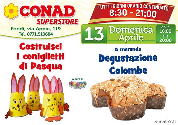 Da Conad Superstore giochi e merenda ispirati alla Pasqua, domenica 13 Aprile!