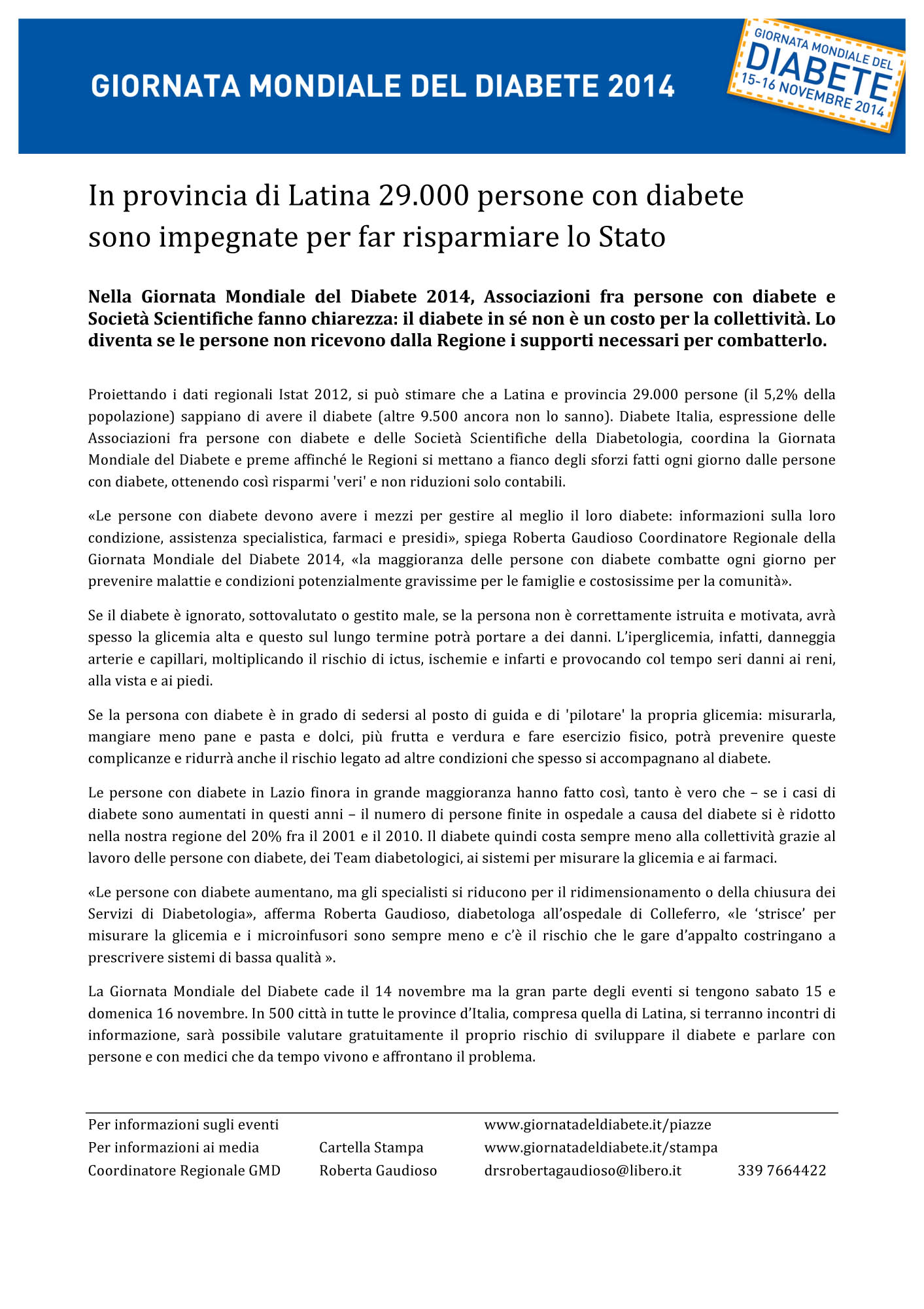 Giornata Mondiale del Diabete 2014