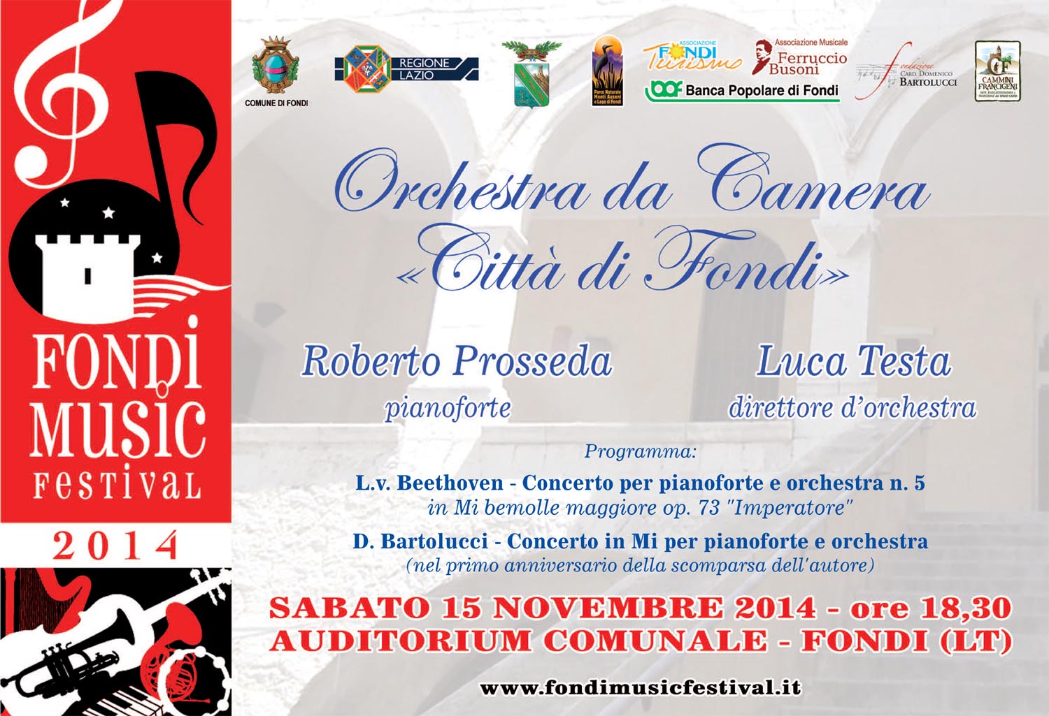 Concerto dell’Orchestra da Camera “Città di Fondi” con direttore d’orchestra Luca Testa e pianista Roberto Prosseda
