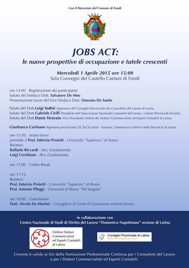 Locandina Convegno sul Jobs Act a Fondi