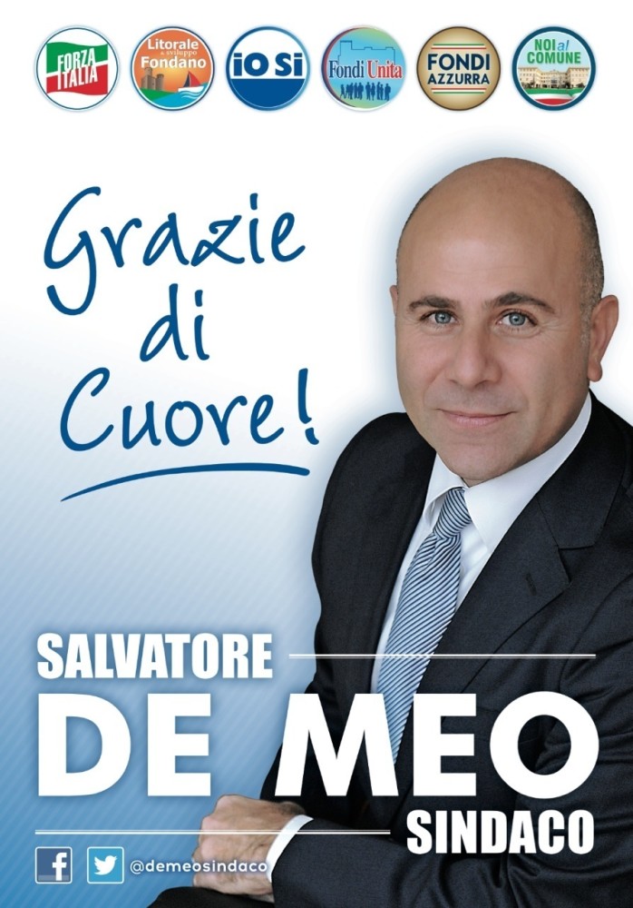 Loc. ringraziamento Salvatore De Meo rielezione sindaco Fondi