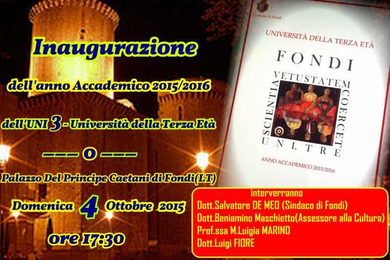 slide Inaugurazione a.a. 2015-16 UNI 3 Fondi