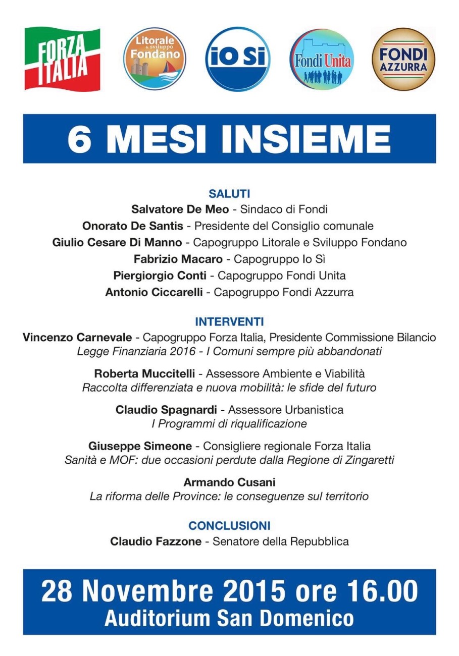 LOCANDINA ASSEMBLEA COALIZ. CENTRODESTRA FONDI 6 MESI INSIEME NOV2015