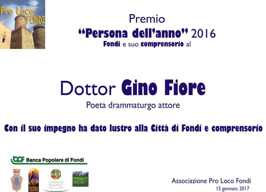Targa Gino Fiore persona dell'anno 2016