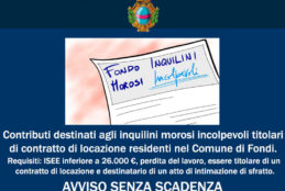 Contributi agli inquilini morosi incolpevoli residenti nel Comune di Fondi