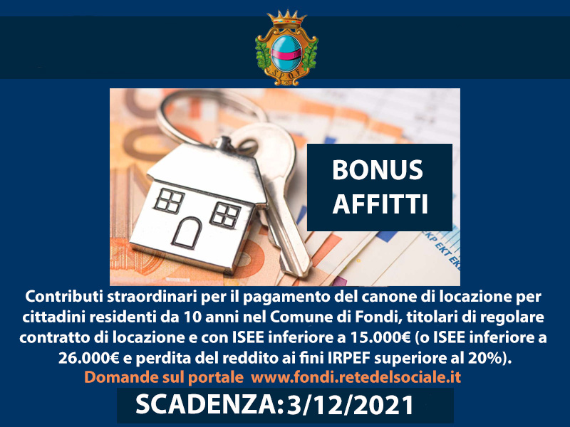 Bonus affitti Comune di fondi 2021