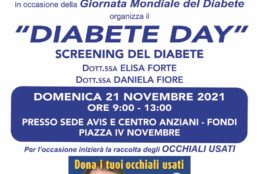 Diabete, domenica 21 novembre screening a Fondi
