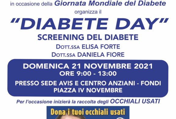 Diabete, domenica 21 novembre screening a Fondi