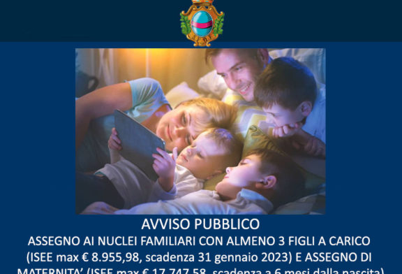 Fondi, assegno ai nuclei familiari con almeno 3 figli a carico e assegno di maternità,  l’avviso sull’albo pretorio del Comune